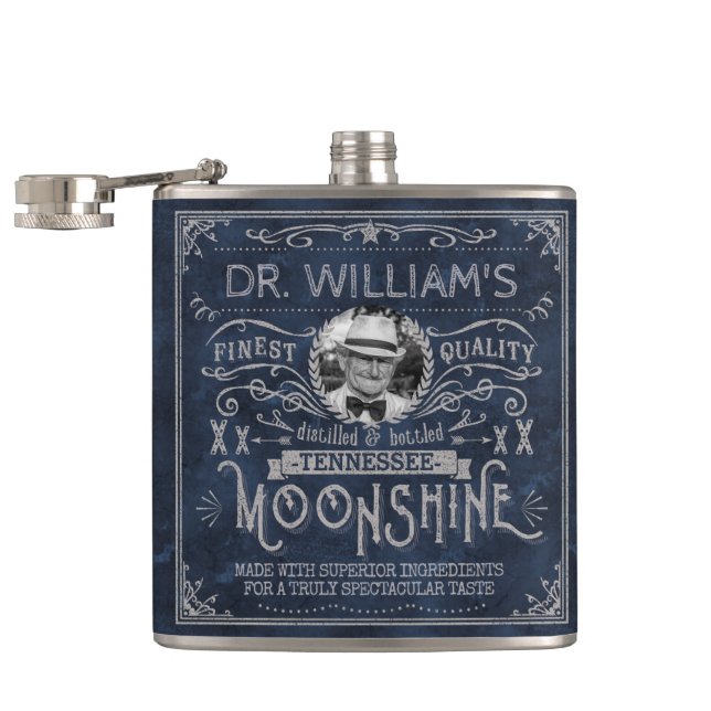Cantil Moonshine Vintage Hillbilly Medicine Azul Personal (Aberto)