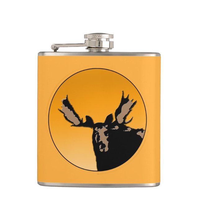 Cantil Moose no Sunset - Arte original sobre a vida selva (Frente)