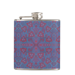 Cantil Morangos cor-de-rosa, padrão floral azul, estilo 
