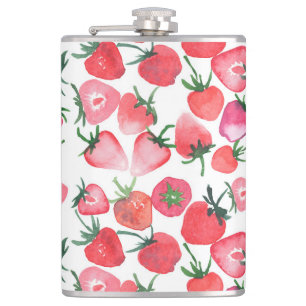 Cantil Morangos Vermelhos Suculentos Padrão de Aquarela