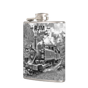 Cantil Motor preto e branco do trem do vapor do vintage