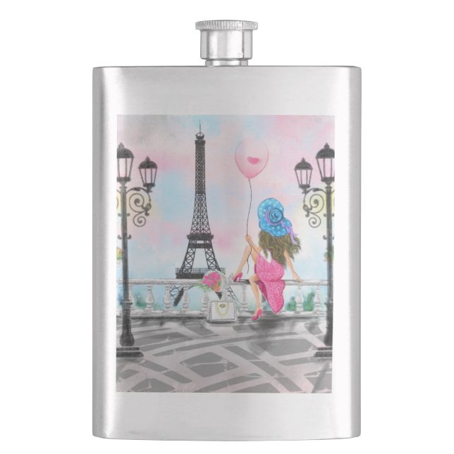 Cantil Mulher bonito e Balão de Coração Rosa - Eu Amo Par (Frente)