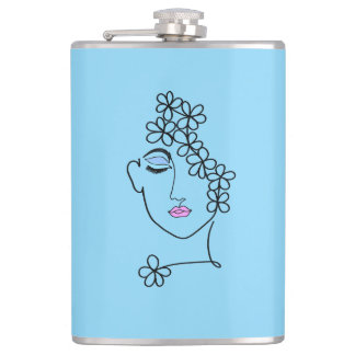 Cantil Mulher Com Flores Arte Linear  