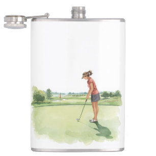 Cantil Mulher golfista de golfe está jogando golfe coloca