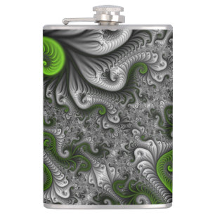 Cantil Mundo Fantástico Arte Fractal Abstrata Verde e Cin