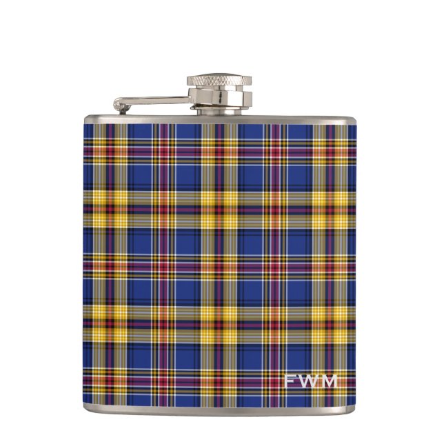 Cantil Murtaugh Tartan Monograma Xadrez Azul e Amarela (Frente)