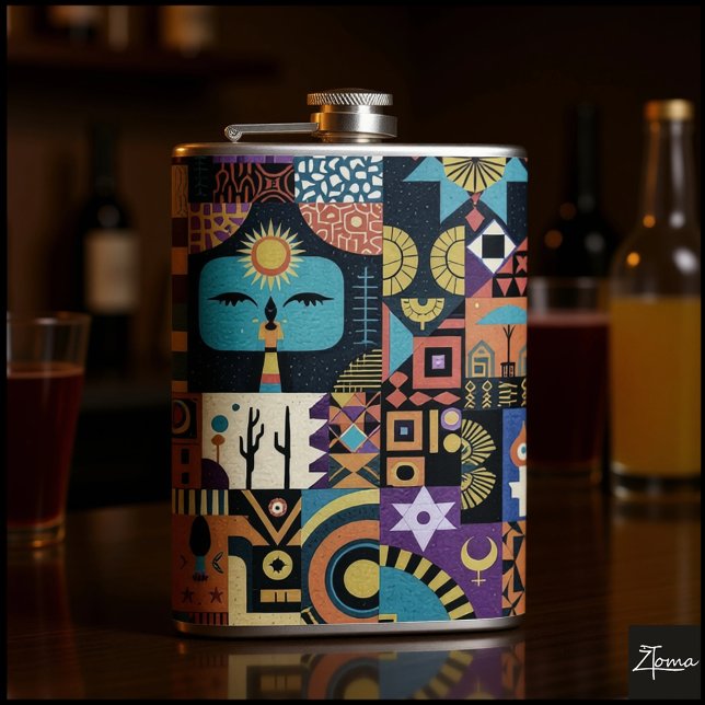 Cantil Muted Earthy Folk Art Patchwork Quilt (Criador carregado)