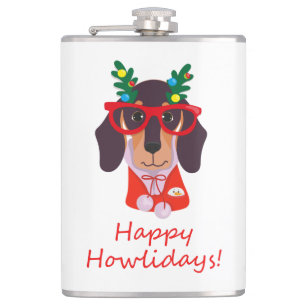 Cantil Natal Fofo Cachorro Engraçado Dachshund Howlidays