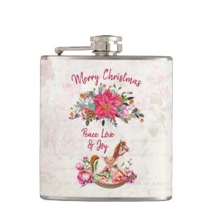 Cantil Natal Vitoriano do Cavalo Rocking e Poinsettia