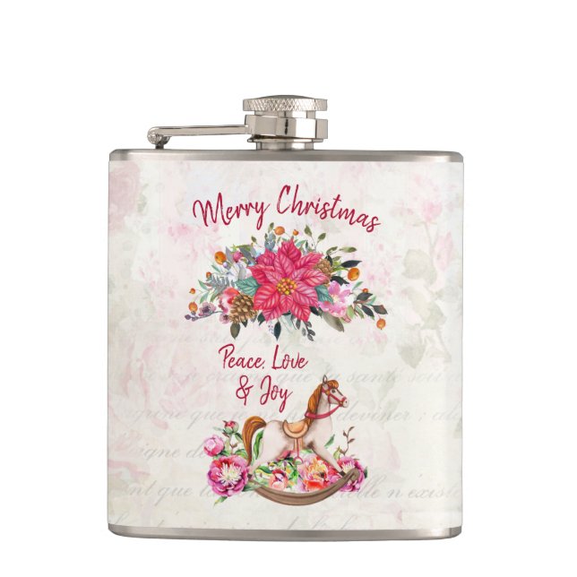 Cantil Natal Vitoriano do Cavalo Rocking e Poinsettia (Frente)