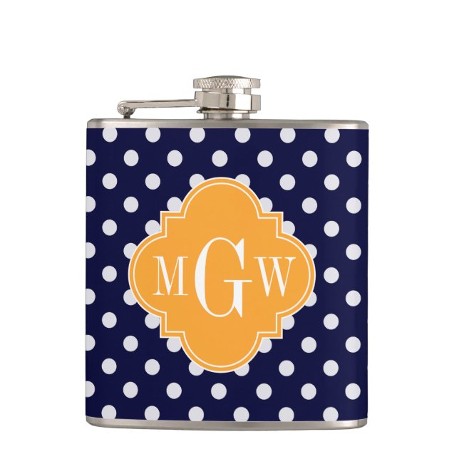 Cantil Navy Wt Bolinhas Melão Quatrefoil 3 Monograma (Frente)