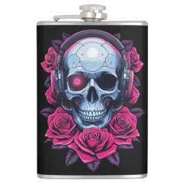 Cantil Néon Cyber Death Skull e Rosas Black