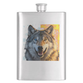 Cantil "Neve e Fogo" Dualidade Lobo Retrato Dividido