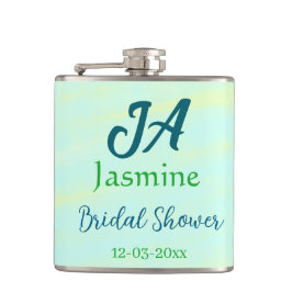 Cantil Nome da festa de noivado em aquarela pastel azul v