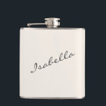 Cantil Nome de letra elegante Creme de Marfim Festa de Ca<br><div class="desc">Celebre com estilo com este frasco de creme de marfim e cinza escuro com uma fonte de letra elegante. Perfeito para festas de despedida de solteira, chás de noiva e presentes para damas de honra, este design elegante faz um souvenir memorável. Uma ótima escolha para brindes de festa de casamento,...</div>