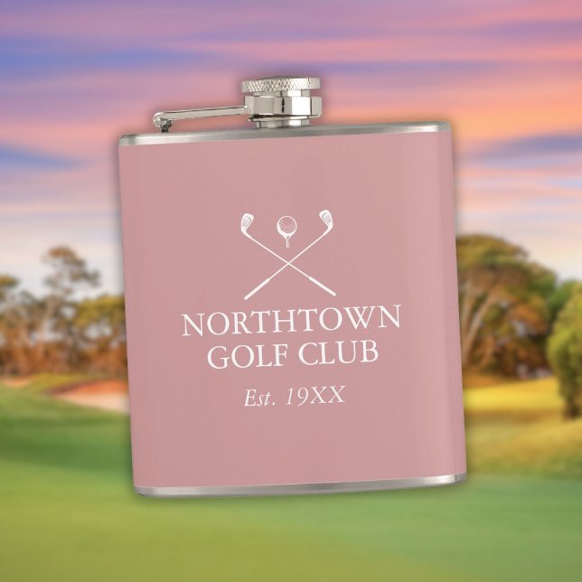 Cantil Nome do clube de golfe rosa Rosa Dusty (Custom Dusty Rose Pink Golf Club Name Flask)