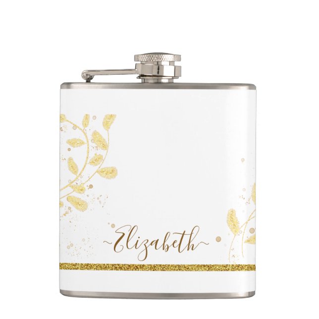 Cantil Nome do Monograma da Glitter Dourada Elegante (Frente)