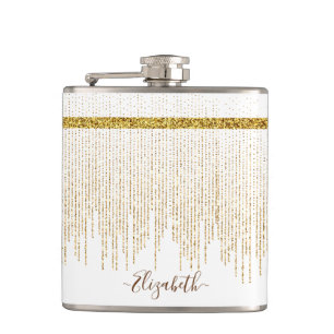 Cantil Nome do Monograma da Glitter Dourada Elegante