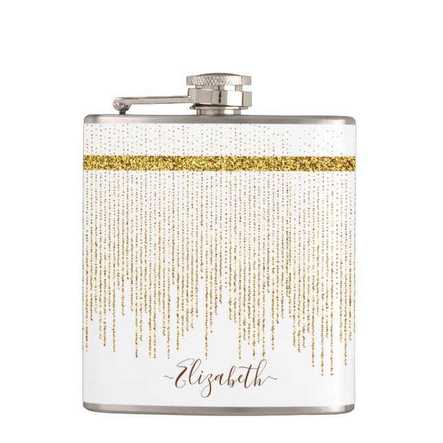 Cantil Nome do Monograma da Glitter Dourada Elegante (Frente)