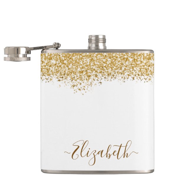 Cantil Nome do Monograma da Glitter Dourada Elegante (Aberto)