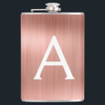 Cantil Nome do monograma de metal escovado Dourado com ro<br><div class="desc">Rosa Rosa Rosa Rosa Rosa Bruta Um Monograma Elegante Metálico. Este Flask pode ser personalizado para incluir seu nome inicial e próprio. O Dourado Flask Rosa Rosa Rosa Rosa é perfeito para uma comemoração de aniversário ou festa de solteira.</div>