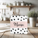 Cantil Nome do Monograma Moderno | Pastel Pink & Black Po<br><div class="desc">Nome do Monograma Moderno | Pastel Pink & Black Pontos</div>