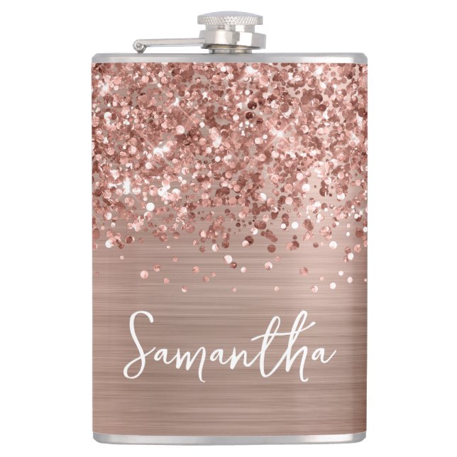 Cantil Nome Glam Dourado Rosa Espelhado (Frente)