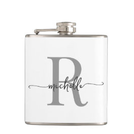 Cantil Nome Monograma Cinza Branco Moderno Script Elegant