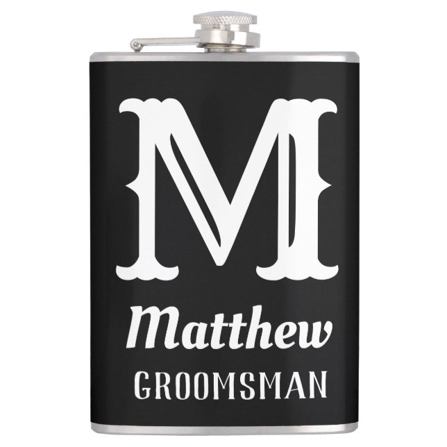 Cantil Nome Monograma Masculina Casamentos Clássicos Pret (Frente)