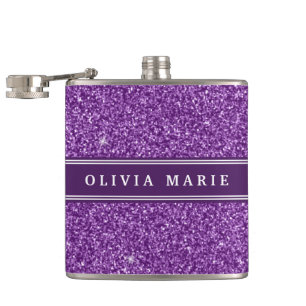 Cantil Nome Personalizado da Glitter Roxo (faux)