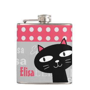 Cantil Nome personalizado de bolinhas cor-de-rosa de gato