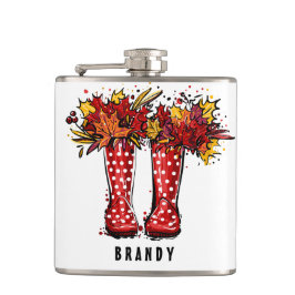 Cantil Nome Personalizado do Wellie Red Boots | Frasco de