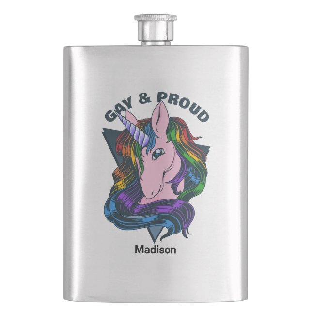 Cantil Nome Personalizado e Gay de Texto Unicorn (Frente)