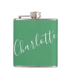 Cantil Nome Personalizado Minimalista Script Verde Kelly