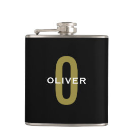 Cantil Nome Personalizado Monograma Preto Dourado Branco