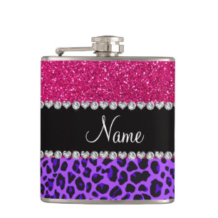 Cantil Nome personalizado relâmpago rosa-quente neon-leop