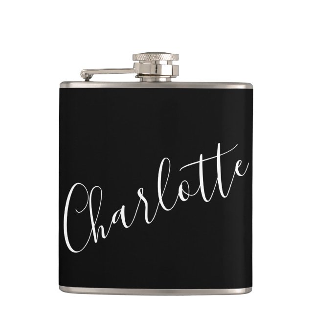 Cantil Nome Personalizado Script Minimalista Preto (Frente)