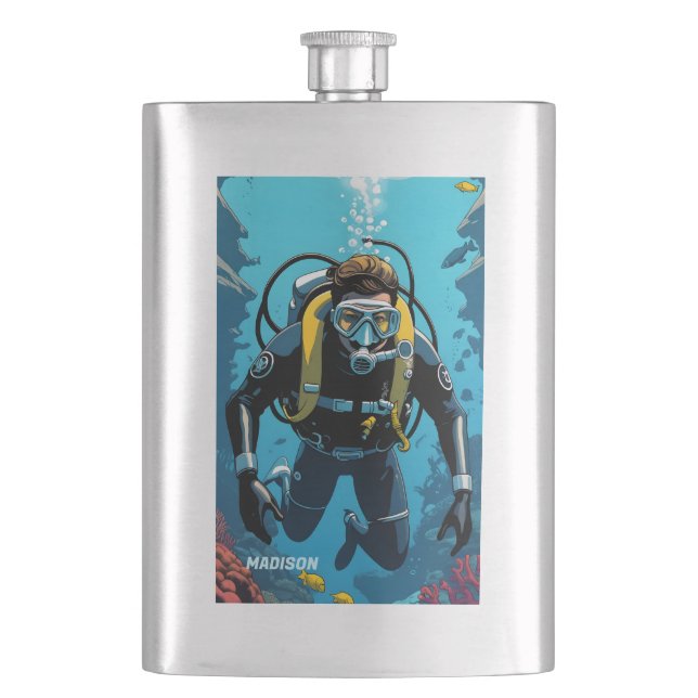 Cantil Nome personalizado Scuba Diver (Frente)