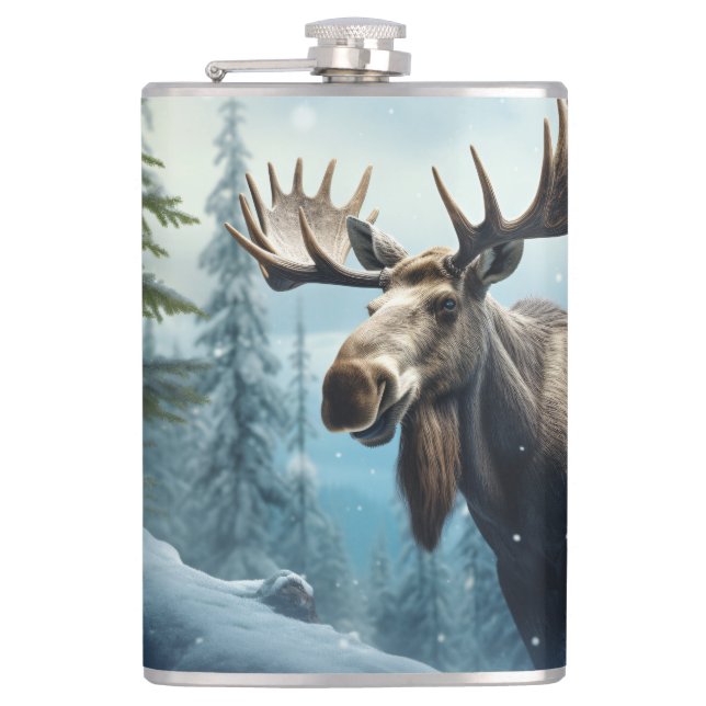 Cantil Nome personalizado Winter Moose (Frente)