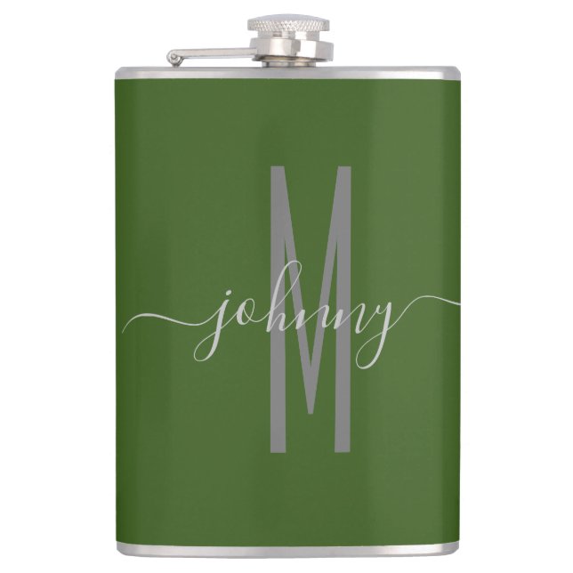 Cantil Nome Script Monogramed Style Flask (Frente)