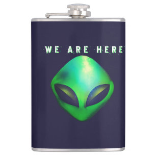 Cantil "Nós Estamos Aqui" cabeça de Alien Verde