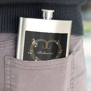 Cantil Notas Musicais Personalizadas do Coração do Ouro