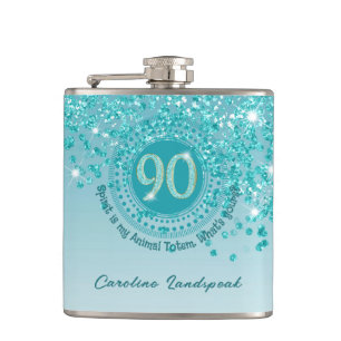 Cantil Noventa e Teal Blue Glitter e Citação do Bebendo