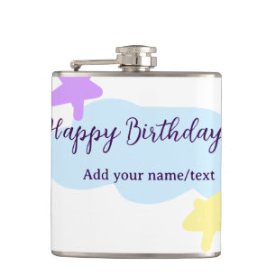 Cantil Nuvens azul pastel estrelas roxo feliz aniversário