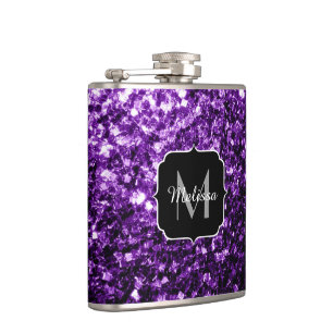 Cantil O brilho roxo escuro bonito sparkles monograma