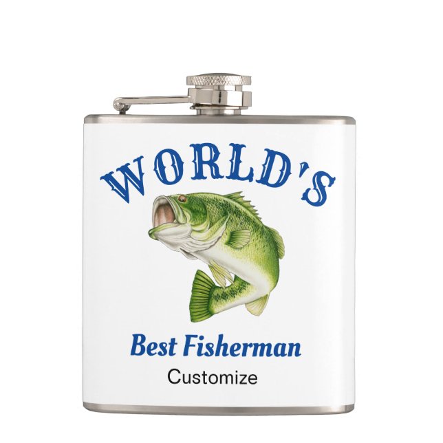 Cantil O melhor pescador do mundo, Vinyl Wrapped Flask (Frente)