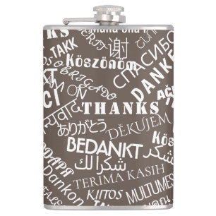 Cantil Obrigado Texto Flask Multi-Language - Suas Cores