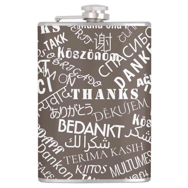 Cantil Obrigado Texto Flask Multi-Language - Suas Cores (Frente)