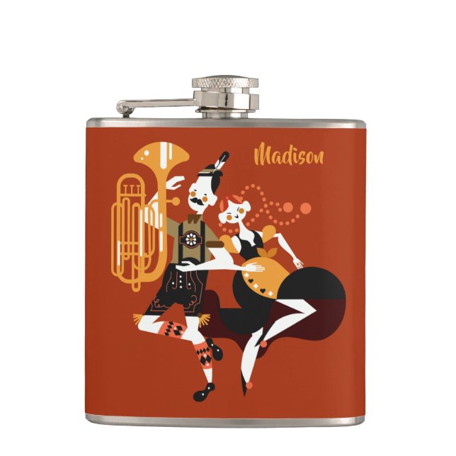 Cantil Octoberfest Dançarinos Nome personalizado e balão  (Frente)