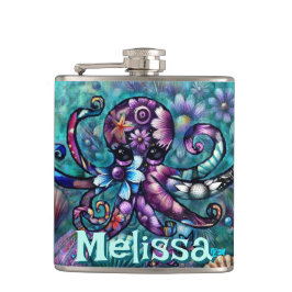 Cantil Octopus Floral Teal Coastal Personalizado